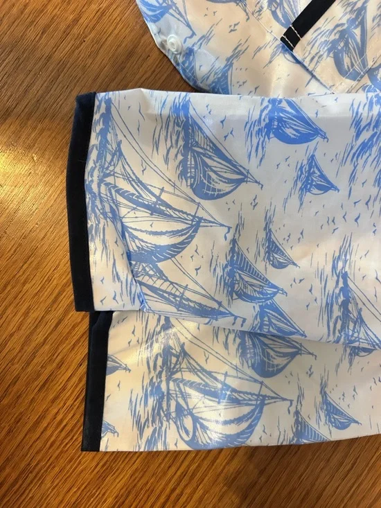 EUC BEAUFORT BONNET SIZE 6 Blue & White Sailboat Rain Jacket - Picture 7 of 9